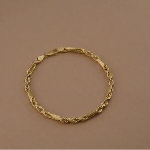 14k Real Gold Figaro Rope Bracelet | 8.5” Length | 4mm Thick | Elegant Gold |